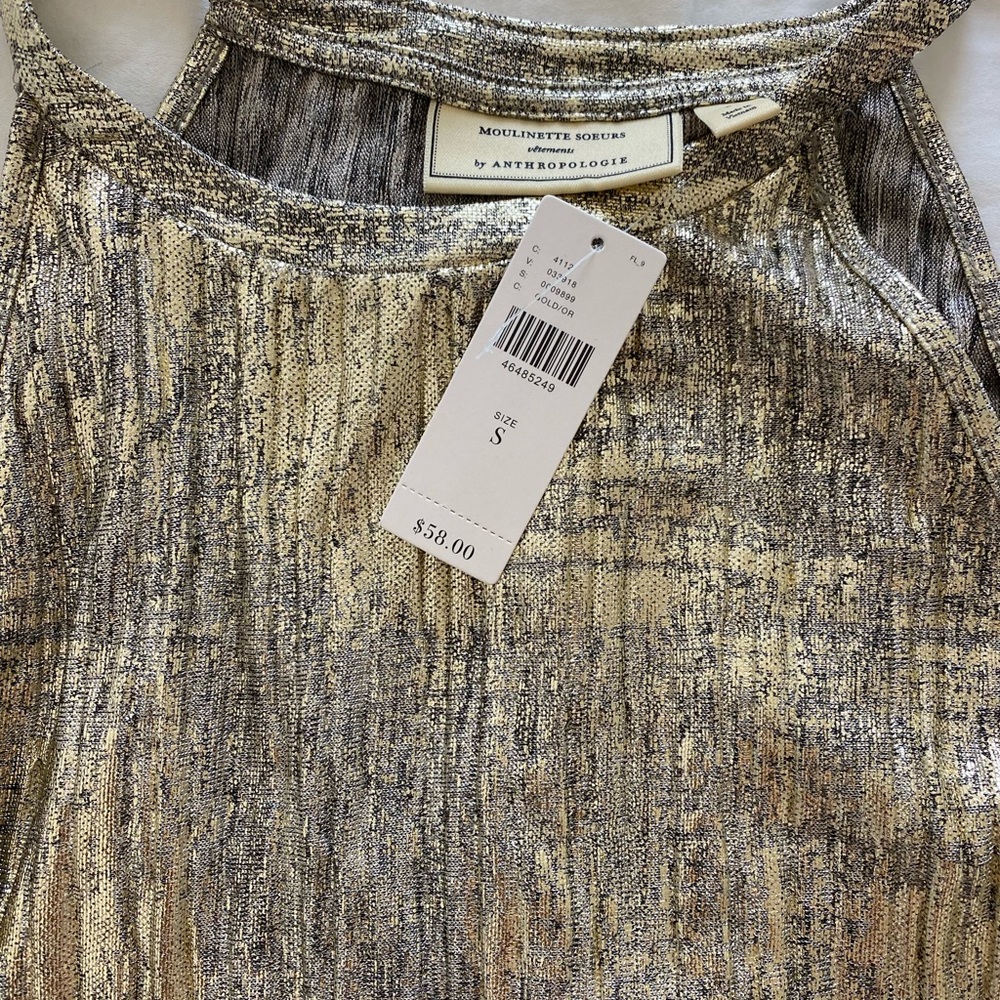 New Anthropologie Gold Party Top! Tags on!